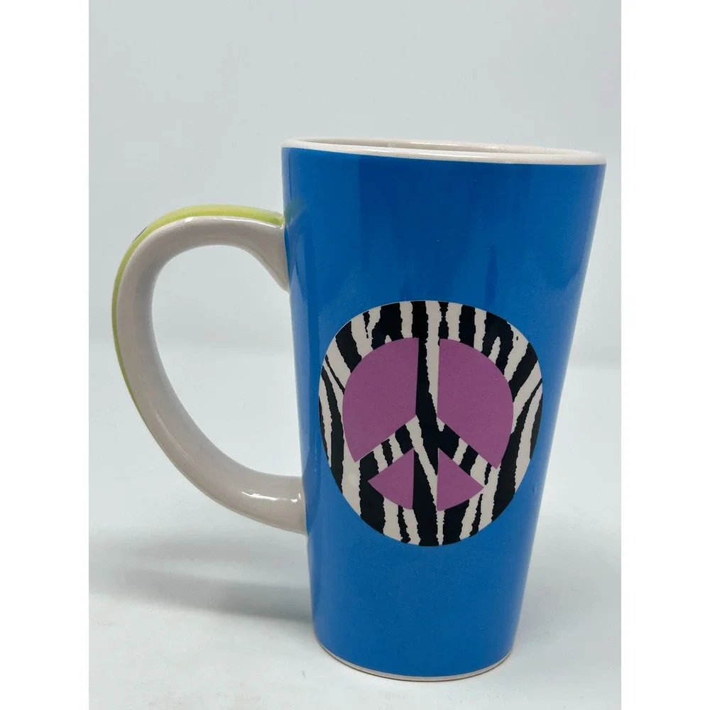 Tumbleweed Pottery‎ Stephanie Larier Peace Tall Mug Blue Black Purple Green 6